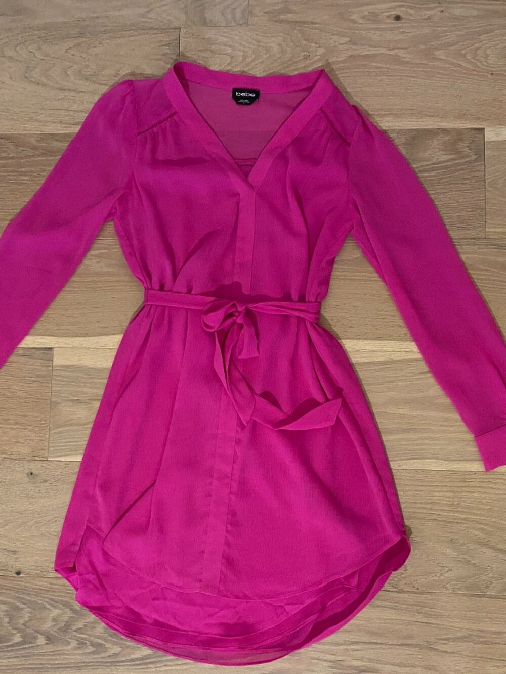 Bebe Pink Long Sleeve Dress w Detachable Belt Size 10